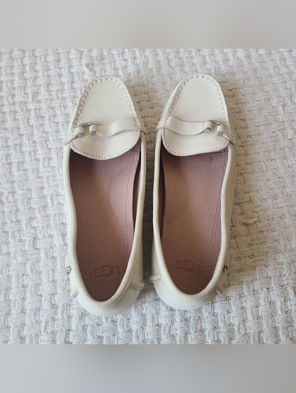 UGG Callen Women's Cream Leather Slip-On Loafers US Size 6.5 - Picture 5 of 9